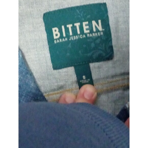 Bitten Sarah Jessica Parker jacket Womens small Dark Wash Long Sleeve Denim Jean - Picture 6 of 9